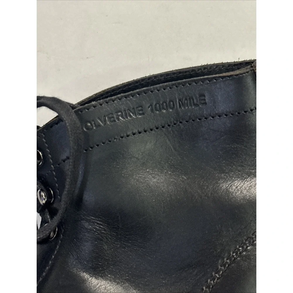 Wolverine 1000 Mile Plain Toe Boots — Men's Size 11.5D — Black Leather
